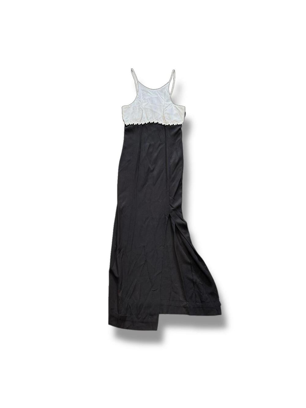 Vintage 90s Black & White High Neck Maxi Dress